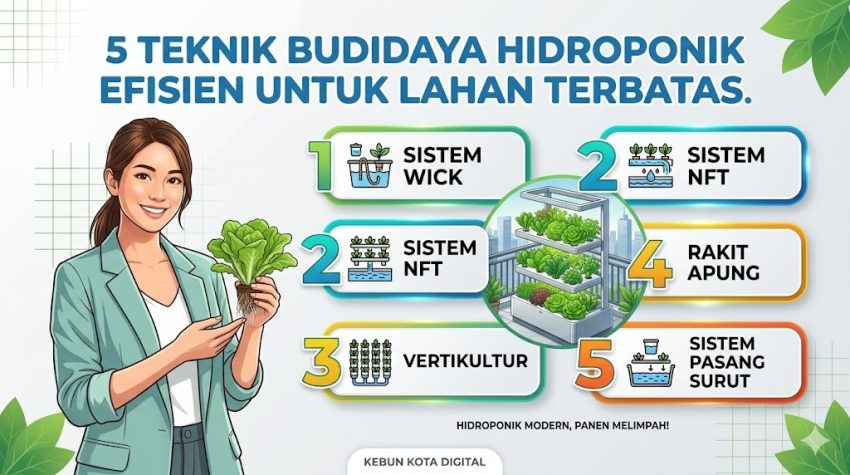 5 teknik budidaya hidroponik efisien untuk lahan terbatas