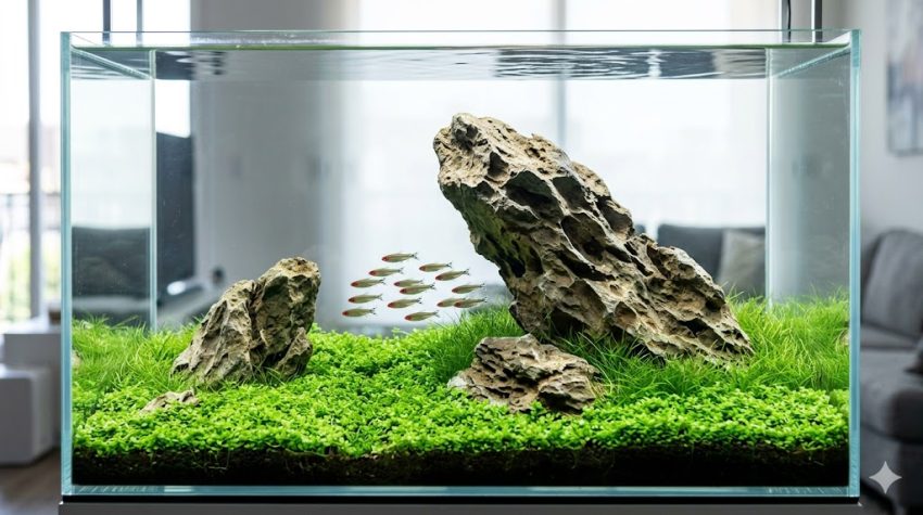 desain aquascape tema Iwagumi: filosofi dan cara penataannya